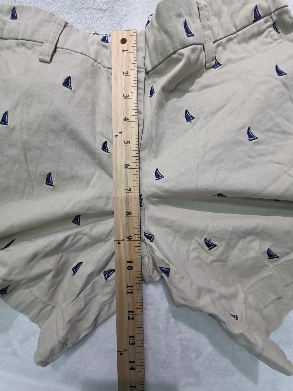 British Khaki Embroidered Sailboat Khaki and Navy Shorts - Picture 5 of 6